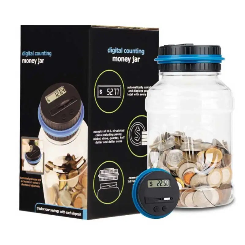 Intelligent Coin Bank with LED Display – Automatic Coin Counter & Storage for Pound, Dollar, Euro