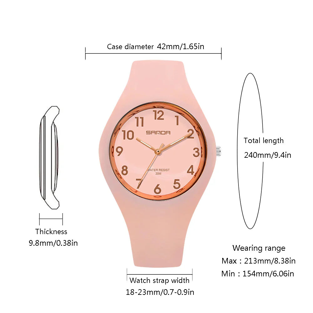 Fashion Simple Women’s Watch - Luxury Brand Quartz Silicone Ultrathin Waterproof Wristwatch for Ladies