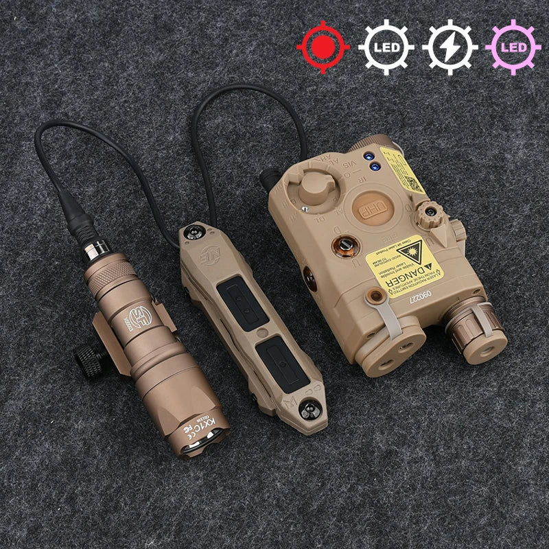 Tactical Surefir M300A/M600C Flashlight — Nylon PEQ-15 Battery Box with Dual Control Switch, Fits 20MM Rail
