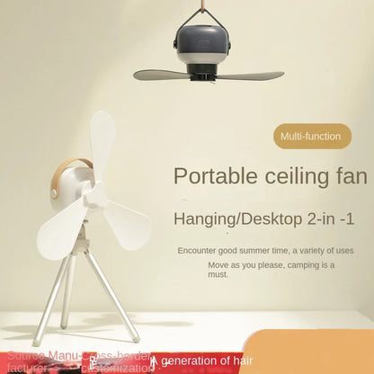Portable Wireless Mini Ceiling Fan – USB Fan with Remote Control, Stand, Night Light for Home, Outdoor & Camping