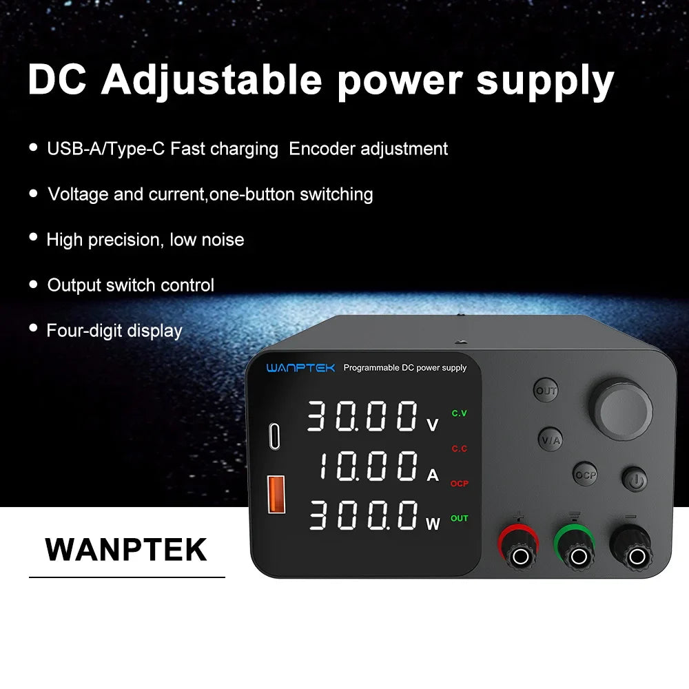 Lab Bench Switching Power Supply – Adjustable 30V 10A, 60V 5A, 120V Digital Voltage Stabilizer for Laboratory
