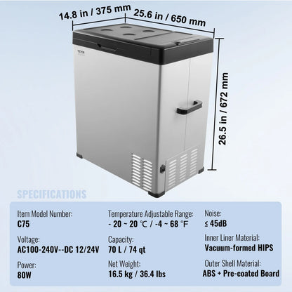 SucceBuy Portable Car Refrigerator — 8L–75L Single & Dual Zone Fridge with Bluetooth Temperature Control for Camping & RV