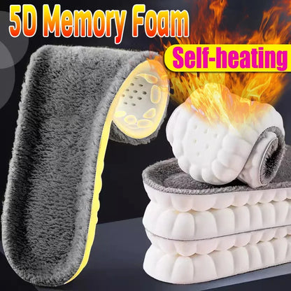 2PCS Self-Heating Thermal Insoles – Winter Warm Wool Memory Foam Shoe Pads for Men & Women Sports Shoes