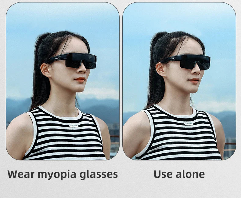 WEST BIKING Large Frame Cycling Glasses — Polarized Photochromic Sunglasses Fit Over Myopic Goggles
