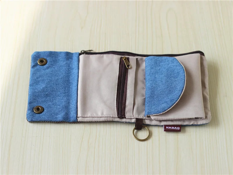 Women’s Canvas Cartoon Card Wallet – Foldable Key Organizer & Coin Purse, Small Pouch Money Bag for Girls 2024