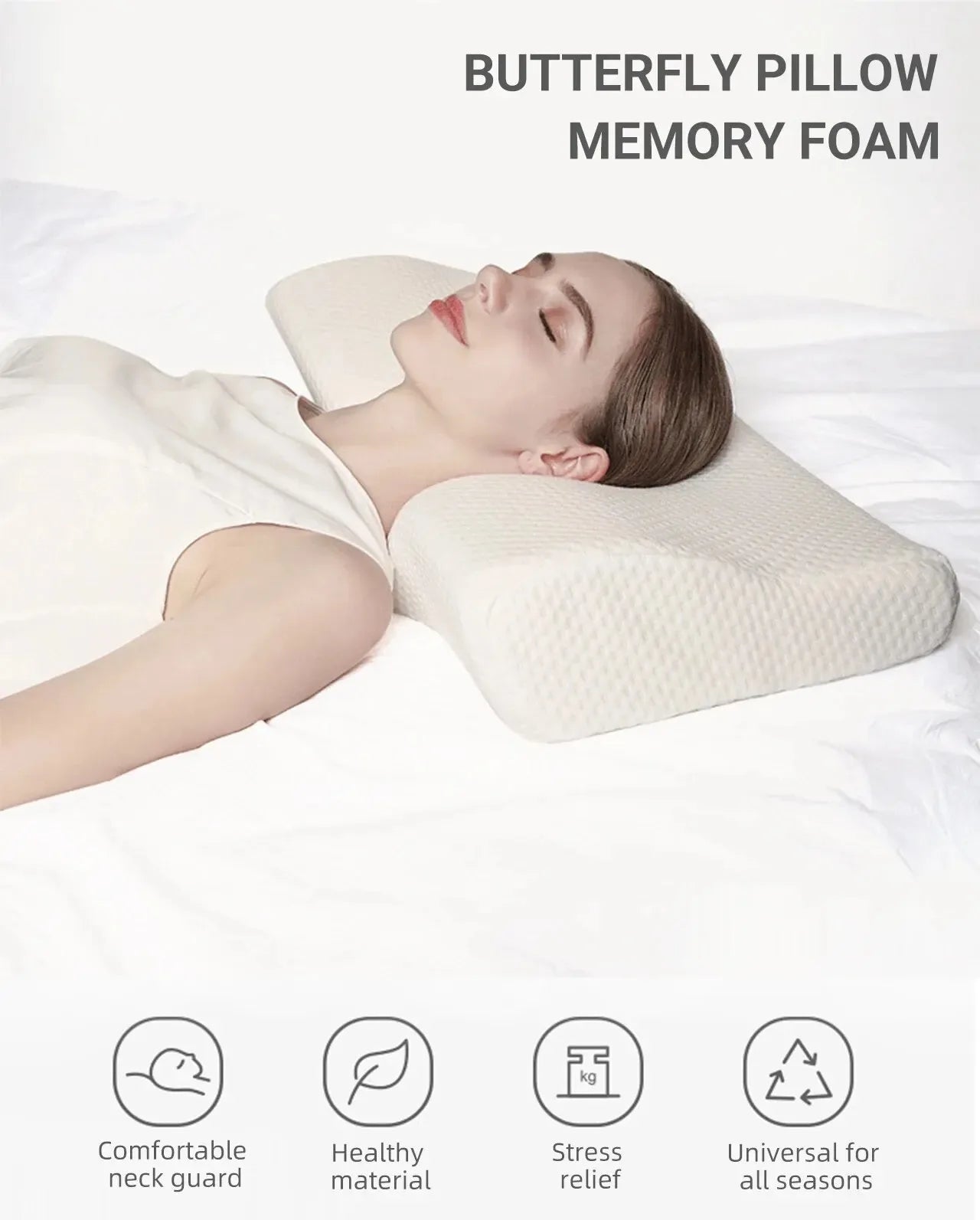Memory Foam Orthopedic Pillow – Butterfly-Shaped Neck Protection with Slow Rebound for Cervical Health