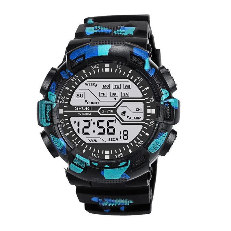 Men's Outdoor Sports Watch – Waterproof LED Military Digital Wristwatch with Luminous Large Screen