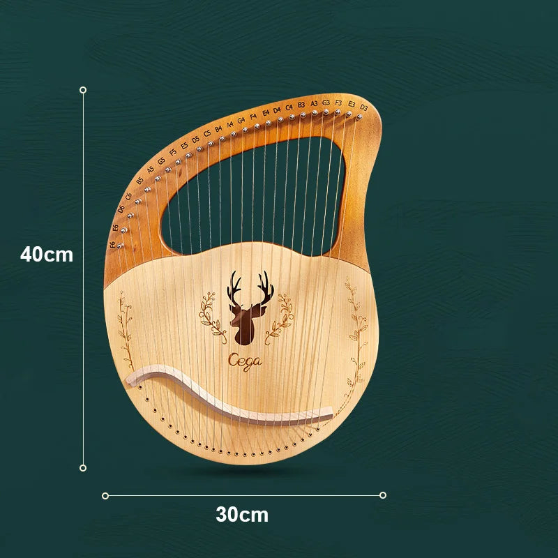 16/21/24-String Lyre Harp – Mahogany Wood Stringed Musical Instrument with Tuning Wrench & Spare Strings