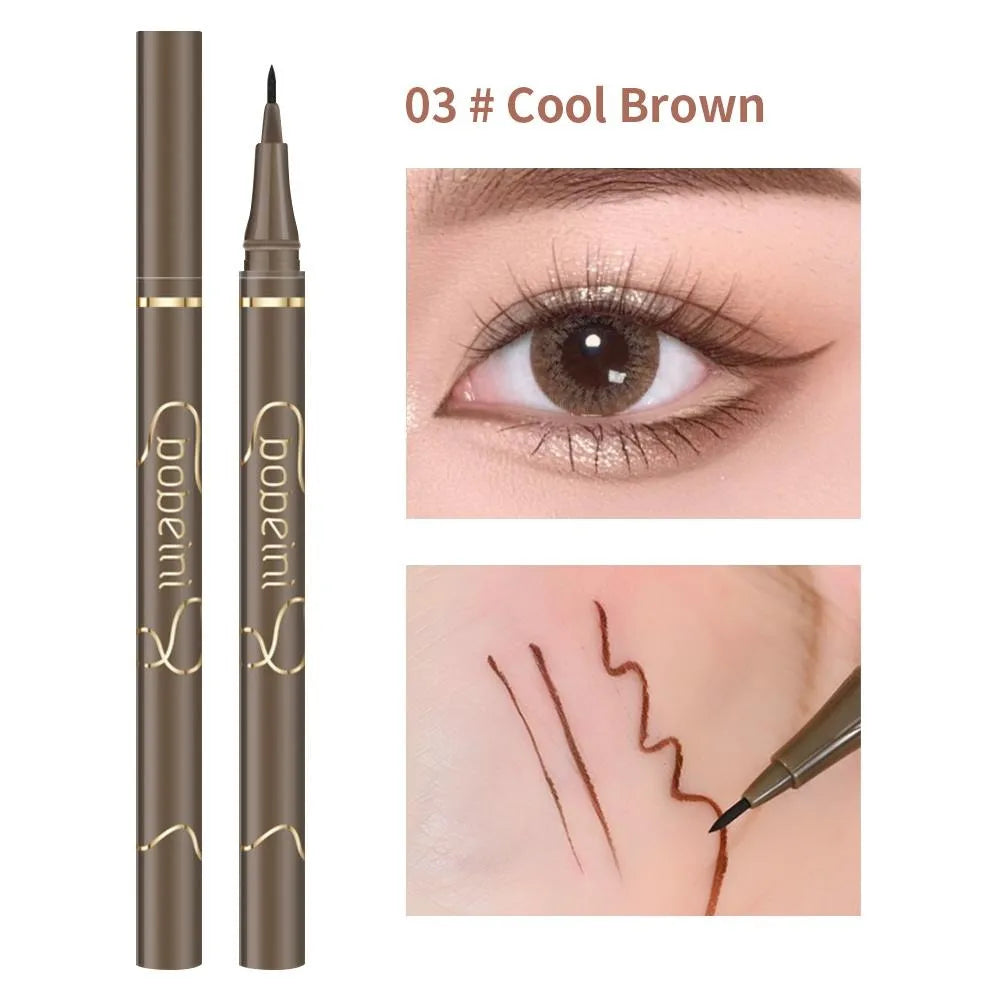 Waterproof Quick-Dry Liquid Eyeliner — Ultra-Fine Matte Black & Brown, Long-Lasting Silkworm Eye Makeup Gift
