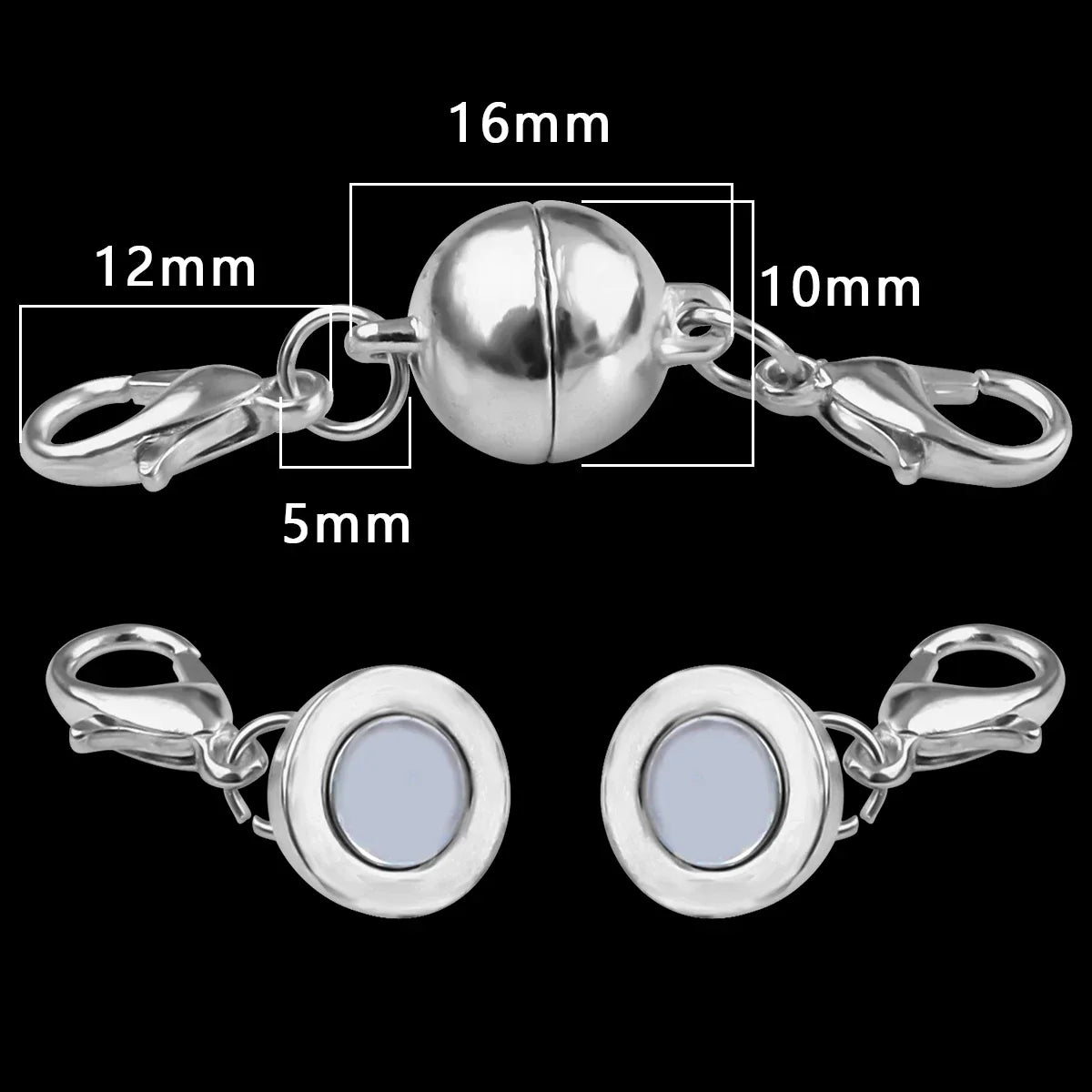 Magnetic Jewelry Clasp - Strong Metal End Connectors with Lobster Clasp for DIY Bracelets & Necklaces