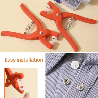 Snap Button Kit with Hand Pressure Pliers – 50 Metal Snaps for Sewing, DIY Crafts, Clothes & Hats