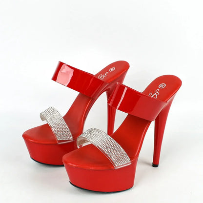 8661-A46 Women’s Fashion High Heel Sandals – Ultra High Waterproof Platform Leather Slippers