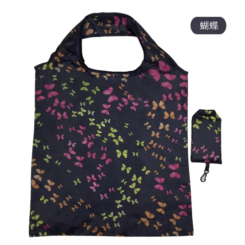 Large Nylon Shopping Bag for Women – Foldable, Eco-Friendly Reusable Tote, Grocery & Storage Handbag