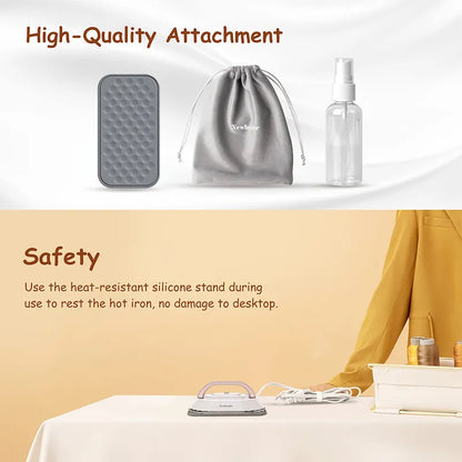 Portable Handheld Mini Electric Dry Iron - Dual-Voltage Non-Steam Garment Iron for Clothes, Lightweight Travel Design