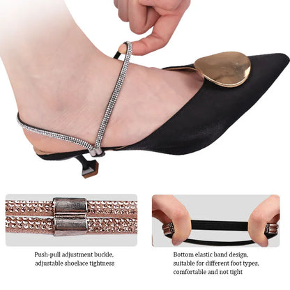 Diamond Shoelaces Anti-Drop High Heels Shoe Band for Women - Elastic Fixing Belts with Rhinestone - Heel Straps Belt Drill