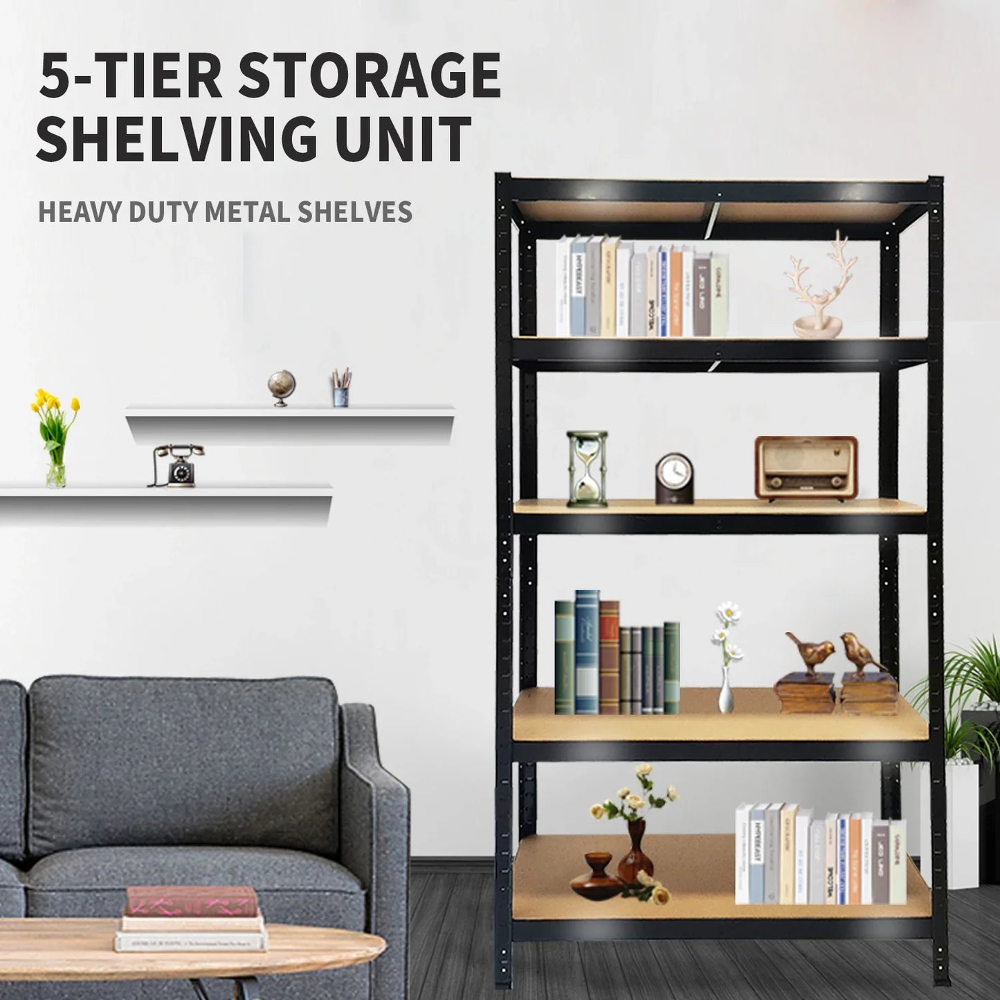 DayPlus 5-Tier Heavy Duty Garage Shelving – Adjustable Storage Unit, 386LBS Load Capacity per Tier, 150-200CM Height