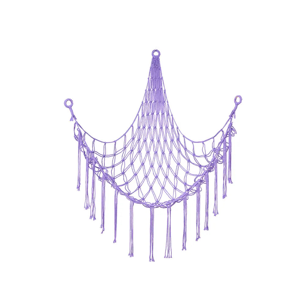 Kids Toy Hammock Wall Corner Hanging Storage Net – Woven Cotton Stuffed Animal Organizer