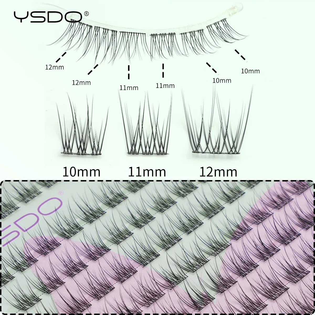 YSDO Premade Volume Fans Eyelash Extensions – 10/14 Rows Natural Mink Individual Cluster Lashes for Makeup