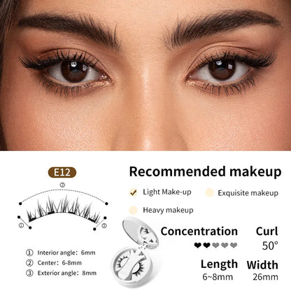 Brown Magnetic False Eyelashes – Natural, Lightweight Eye Makeup Set with Applicator & Carry Box