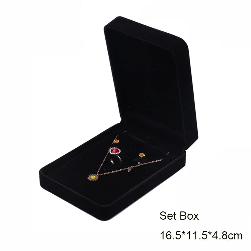 Black Velvet Jewelry Box - Full Range Storage for Rings, Earrings, Bracelets, Pendants, Necklaces, and Gifts
