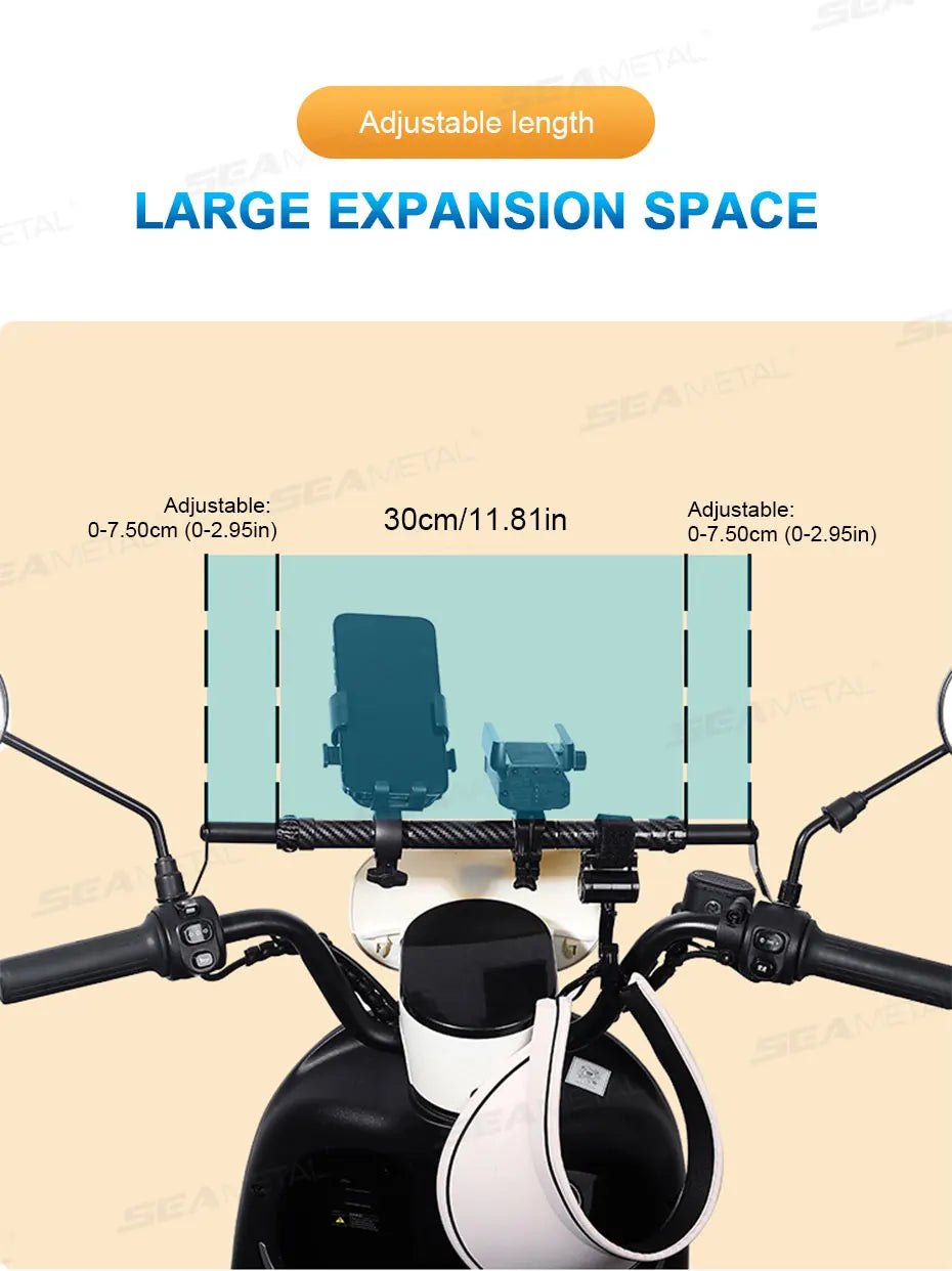 SEAMETAL Motorcycle Handlebar Extension & Phone Holder – Carbon Fiber Balance Bar for Electric Vehicles