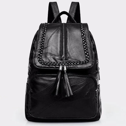 Women's Classic Black Waterproof Backpack - Multi-Function School and Travel Shoulder Bag