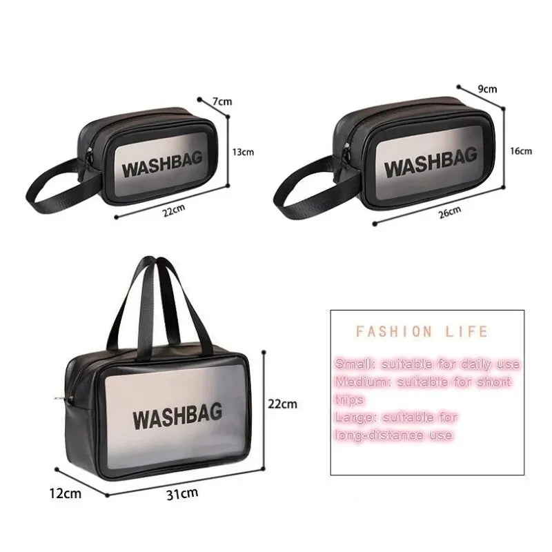 Waterproof PVC Travel Toiletry Bag – Transparent Zipper Makeup Organizer Case for Women