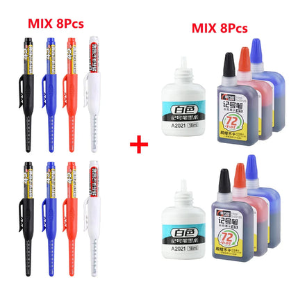 Carpenter Marker Pens — 45mm Long Nib Head, Hole Marker for Woodworking, 100-1PCS White/Black/Blue/Red Hand Tools