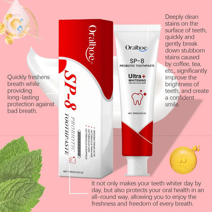 Probiotic Mint Toothpaste | Fresh Breath, Plaque & Stain Removal, Teeth Brightening for Smokers