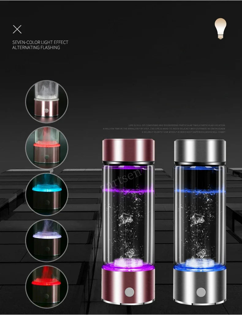 SPE/PEM Portable Hydrogen Water Generator – Alkaline Ionizer Bottle for Pure H2 Rich Electrolyzed Drinking Water