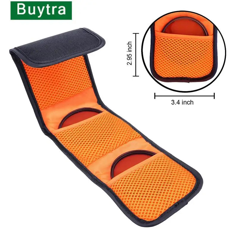 3-Pocket Camera Lens Filter Pouch – Wallet Case for 82mm ND, UV & CPL Filters