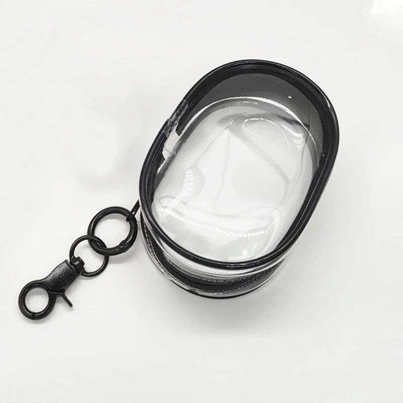Portable Mini Clear Zipper Storage Bag Keychain – Cartoon Doll Toy, Mystery Box Organizer for Earphones, Chargers, Gift Bag for Kids