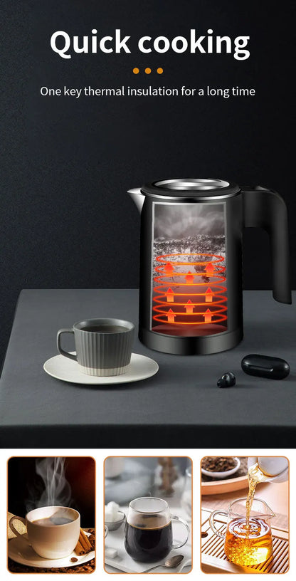 500ML Stainless Steel Portable Electric Kettle — Travel Water Boiler Pot for Hotel, Home, Kitchen, Tea, and Coffee