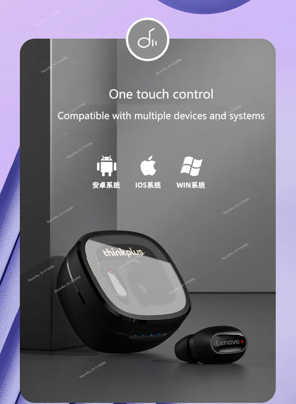 Lenovo XT62 Bluetooth 5.3 Earphones — Wireless TWS HiFi Sport Headset with Noise Reduction, Mic & Touch Control