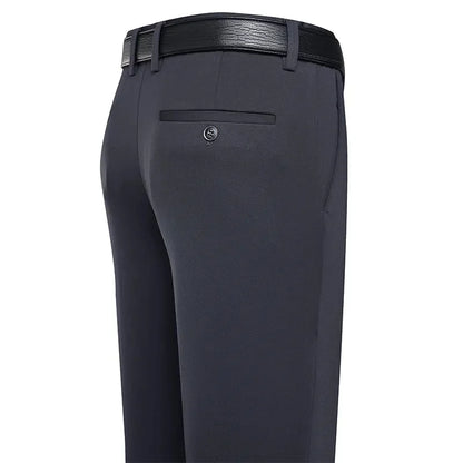 Men's Summer Trousers – Thin Business Casual Elastic Loose Fit Straight Pants | Classic Solid Color