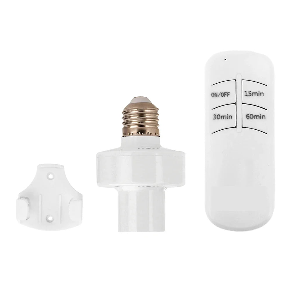 Smart E27 Remote Control Light Switch - Wireless LED Bulb Socket Timer Holder with 30M Range