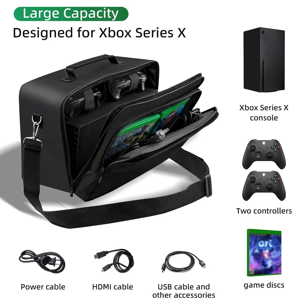 New XSX Carrying Case for Xbox Series X – Portable Shoulder Bag for Console, Gamepad & Accessories
