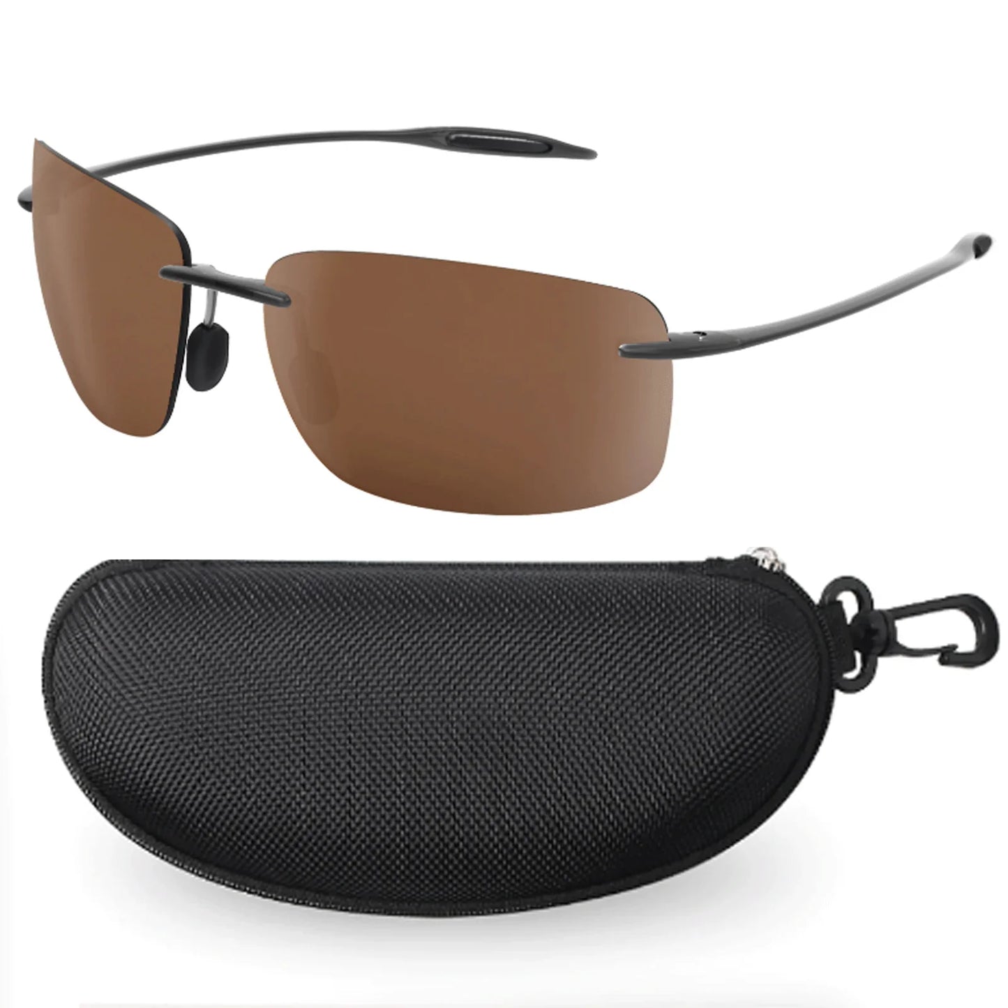 JULI Polarized Classic Sports Sunglasses - Ultralight Rimless Rectangle Frame for Men, Fishing & Driving, UV400 Protection (MJ8009)