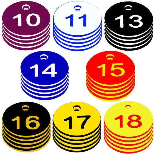 Colorful Plastic Round Numbered Labels - 3.5CM Diameter, Sequential Numbers Tags for Beehive, Farm, Garden, and Animal Marking