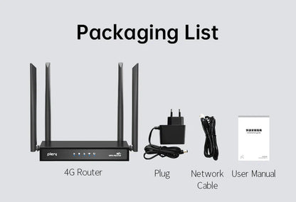 Plery WiFi6 4G LTE Router — 4G SIM Card WiFi Modem with 300Mbps, Antenna Booster for Home & Office