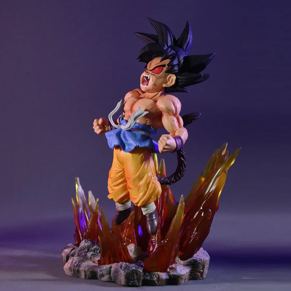 BANDAI 19cm Dragon Ball SHK Kai Ape Series No.2 Goku Figure — Glow Black Hair Super Four PVC Anime Model Collectible Ornament
