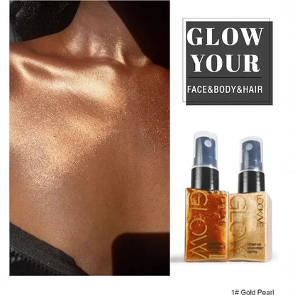 Shimmer Oil Spray – Waterproof Long-Lasting Gold & Bronze Body and Face Highlighter for Brightening & Contouring
