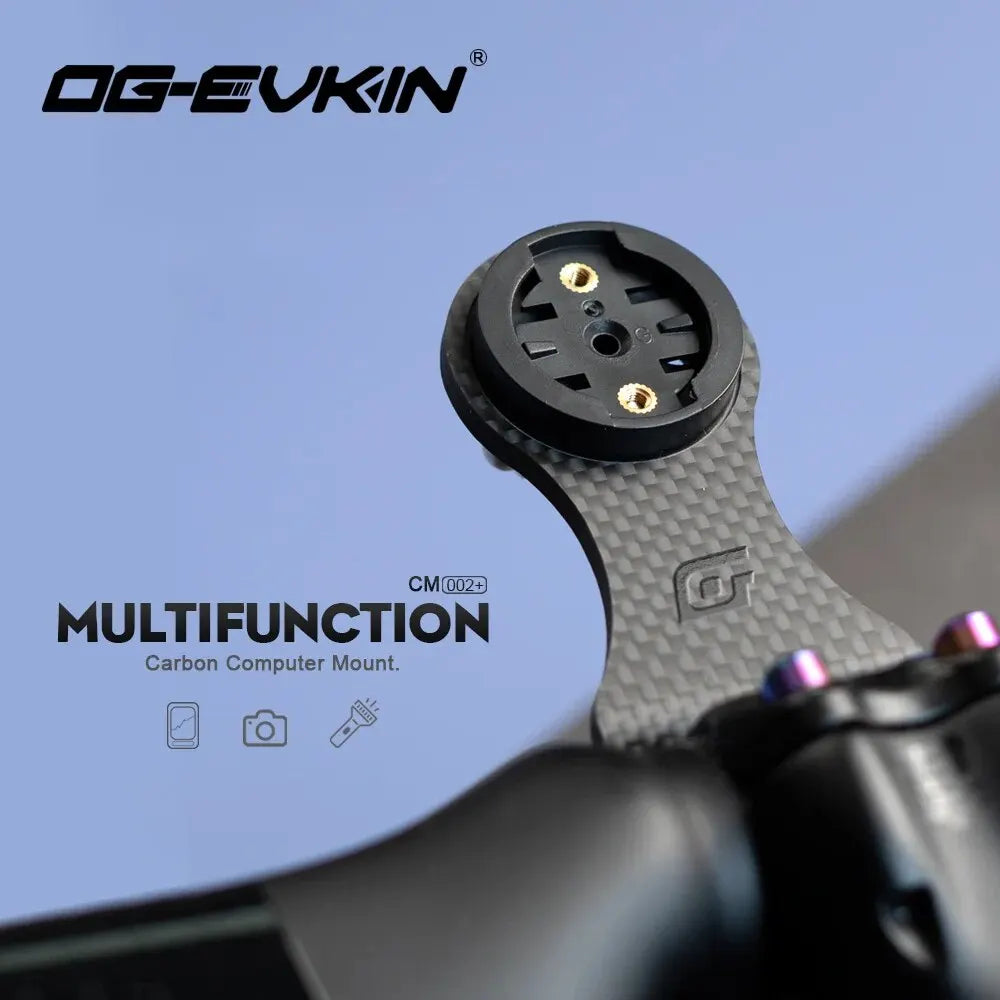 OGEVKIN Carbon Bike Stem Extension — Computer Mount Holder Rack for GPS, Cycling Computer, Camera & Light, 3K Black