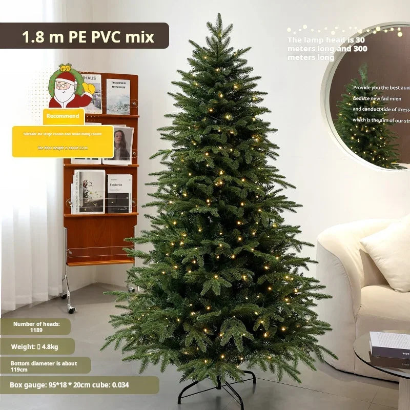 PE & PVC Mixed Christmas Tree with Lights — Large Decorative Holiday Tree for New Christmas Decor
