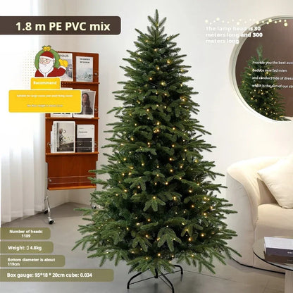 PE & PVC Mixed Christmas Tree with Lights — Large Decorative Holiday Tree for New Christmas Decor