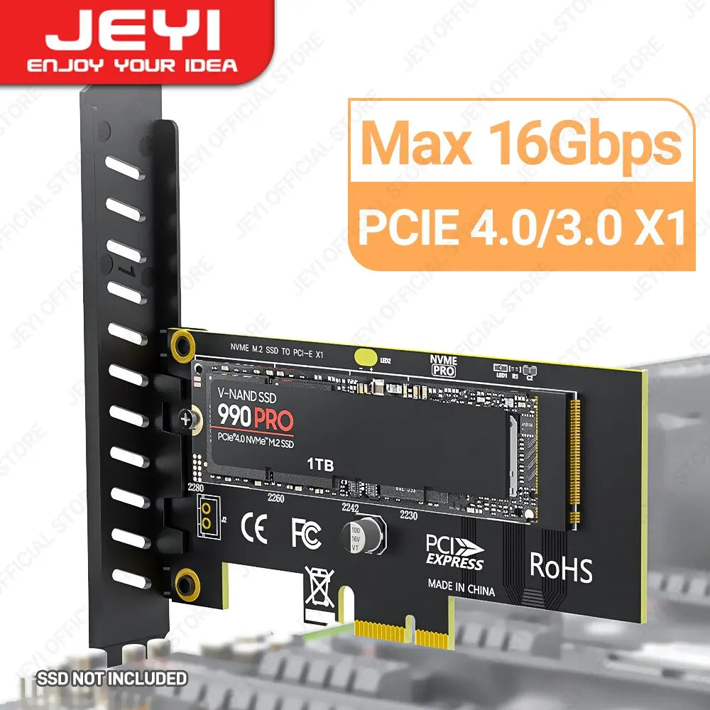 JEYI M.2 NVMe SSD to PCIe X1 Adapter Card – 2280 PCIe 3.0/4.0 Expansion for Desktop PC (Gen4 16Gbps SK1)