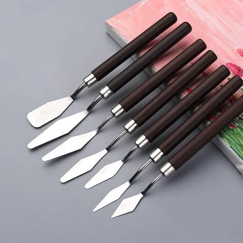 7pcs Oil Painting Palette Knife Set – Scraper Spatula for Acrylic, Watercolor, Gouache, and Color Mixing Art Supplies