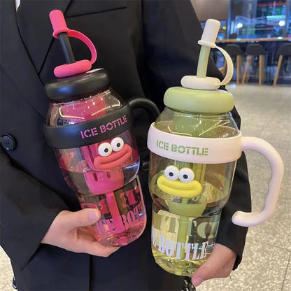 1100ML Sports Water Bottle for Women – Large Capacity Cute Aesthetic Straw Cup, Portable for Summer, Home & Outdoor Use