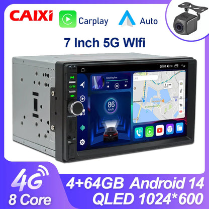 CAIXI 2Din Android 14 Car Radio — Universal CarPlay GPS Multimedia Autoradio for Toyota, Nissan, Jeep, Hyundai, Kia, Chevrolet, VW & Fiat