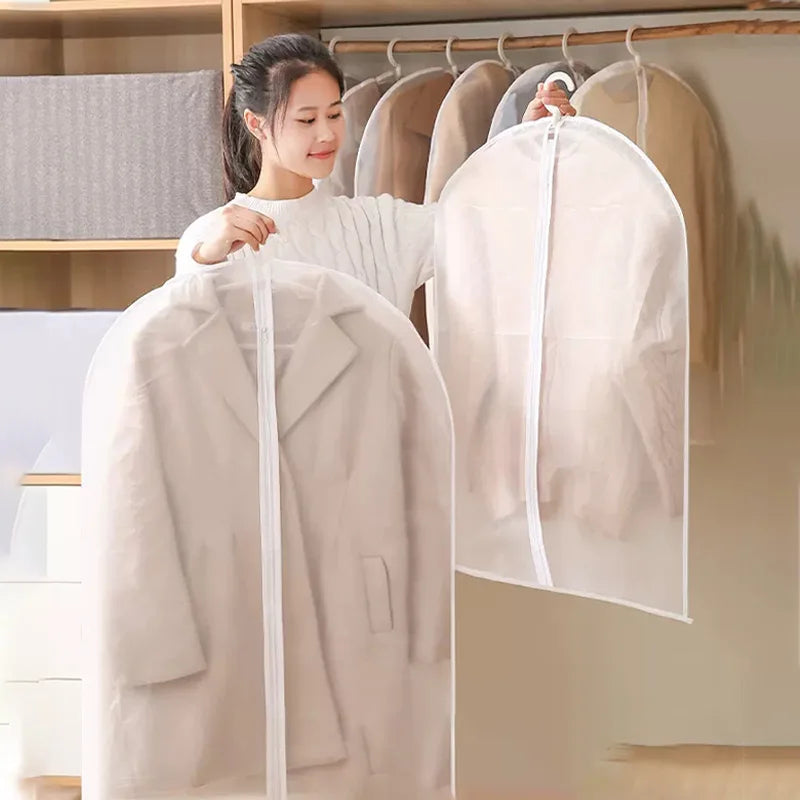 Dust-Proof Garment Protector Cover Bag: Fully Enclosed Clothes Storage with Zipper - Durable Hanging Clothes Bag